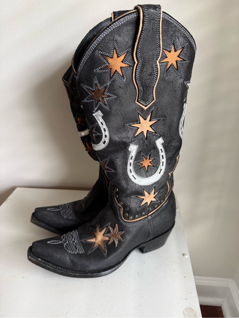 Old Gringo Lucky Star Embroidered Western Boots in Black